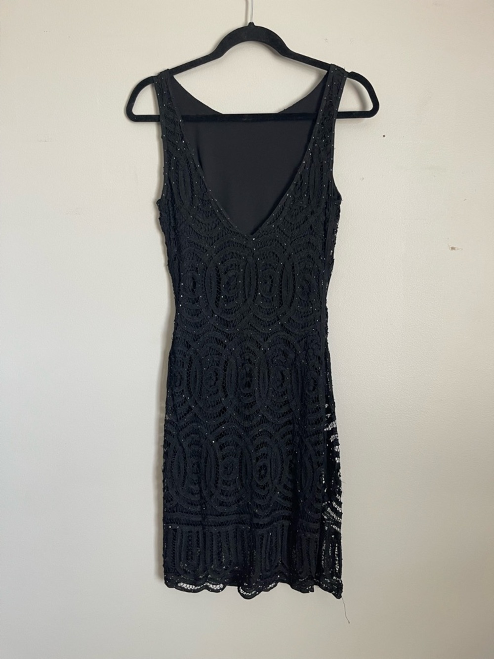 CACHE | Black Beaded Lace Midi Dress Sz S - Picture 6 of 10